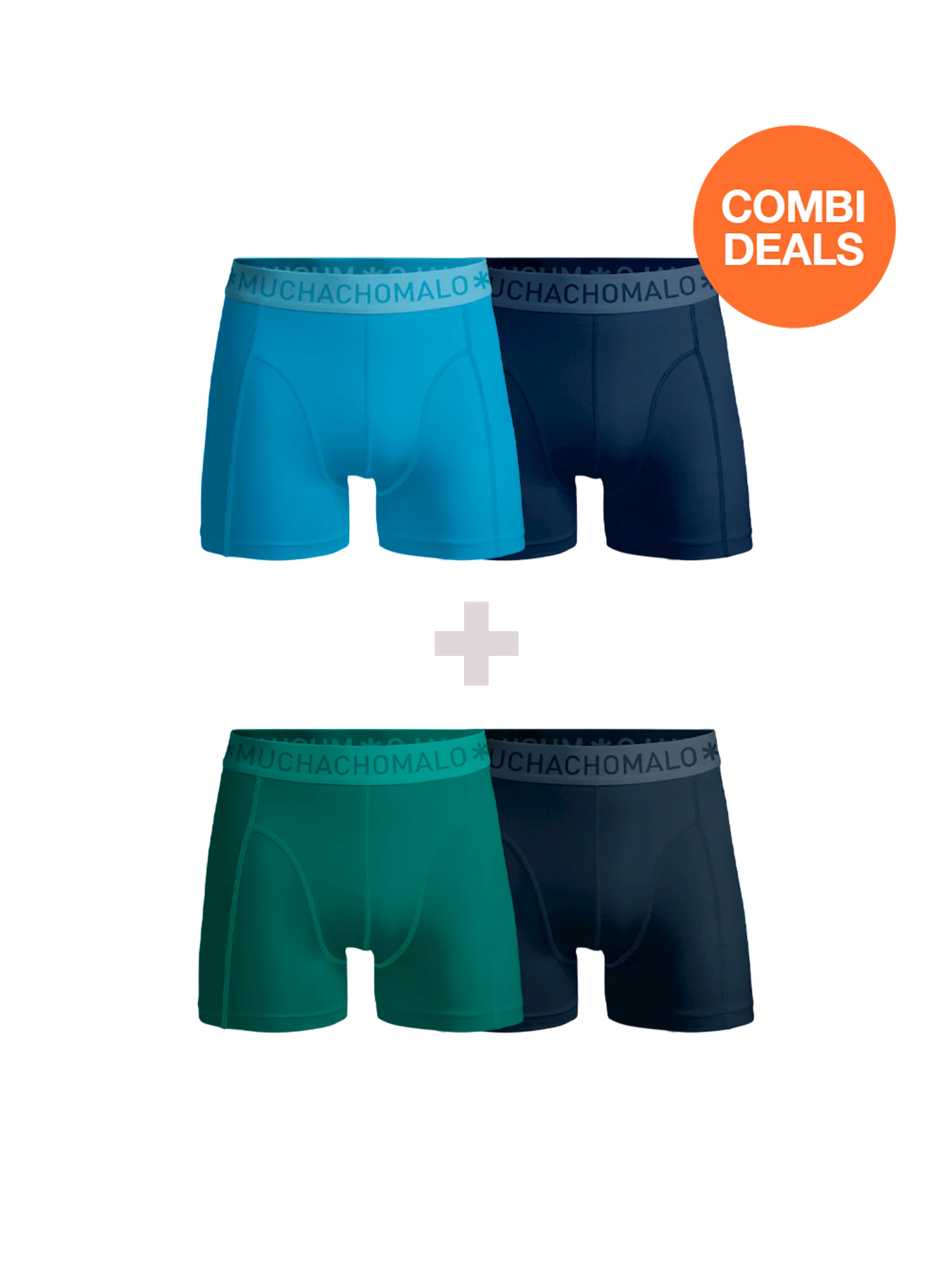 Muchachomalo Heren 2+2-pack boxershorts effen