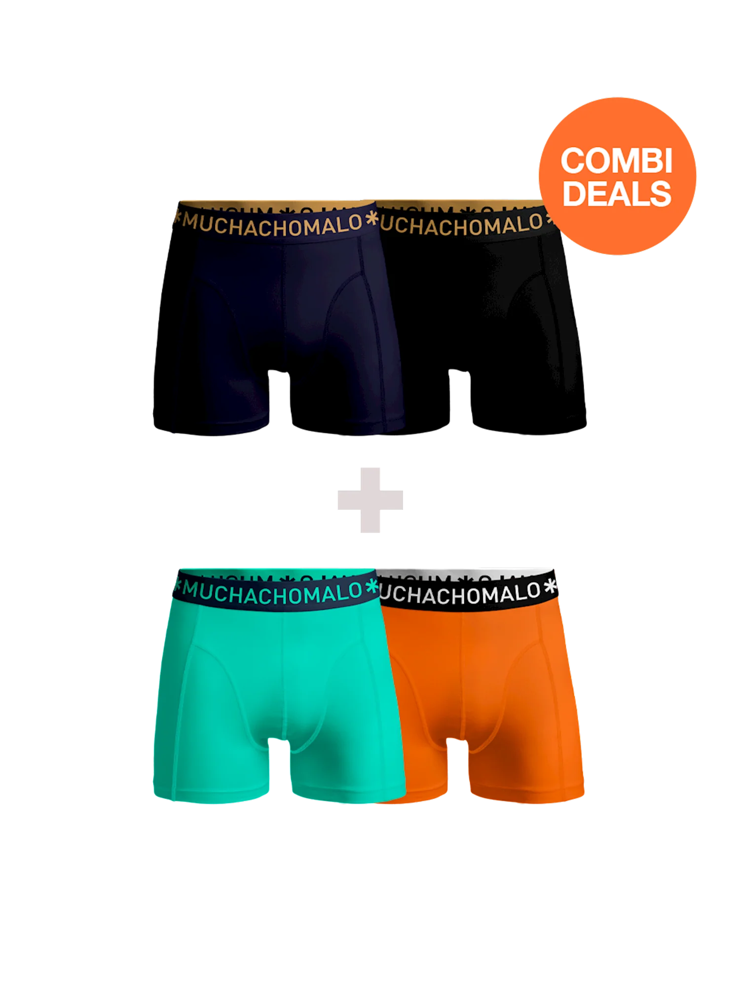 Muchachomalo Heren 2+2-pack boxershorts effen