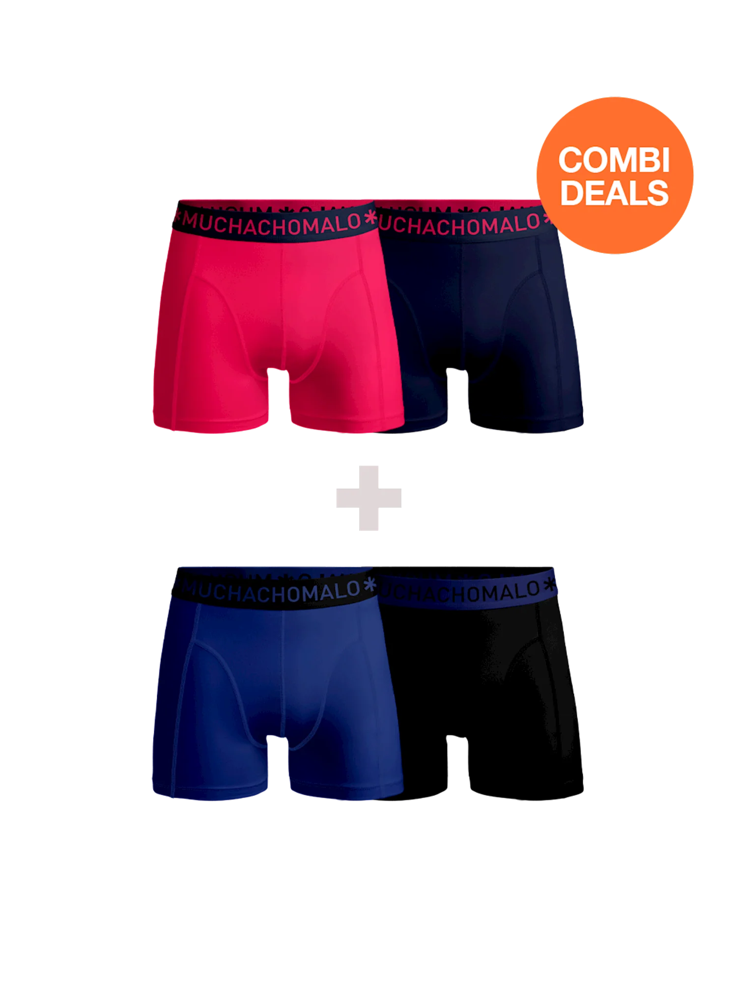 Muchachomalo Heren 2+2-pack boxershorts effen