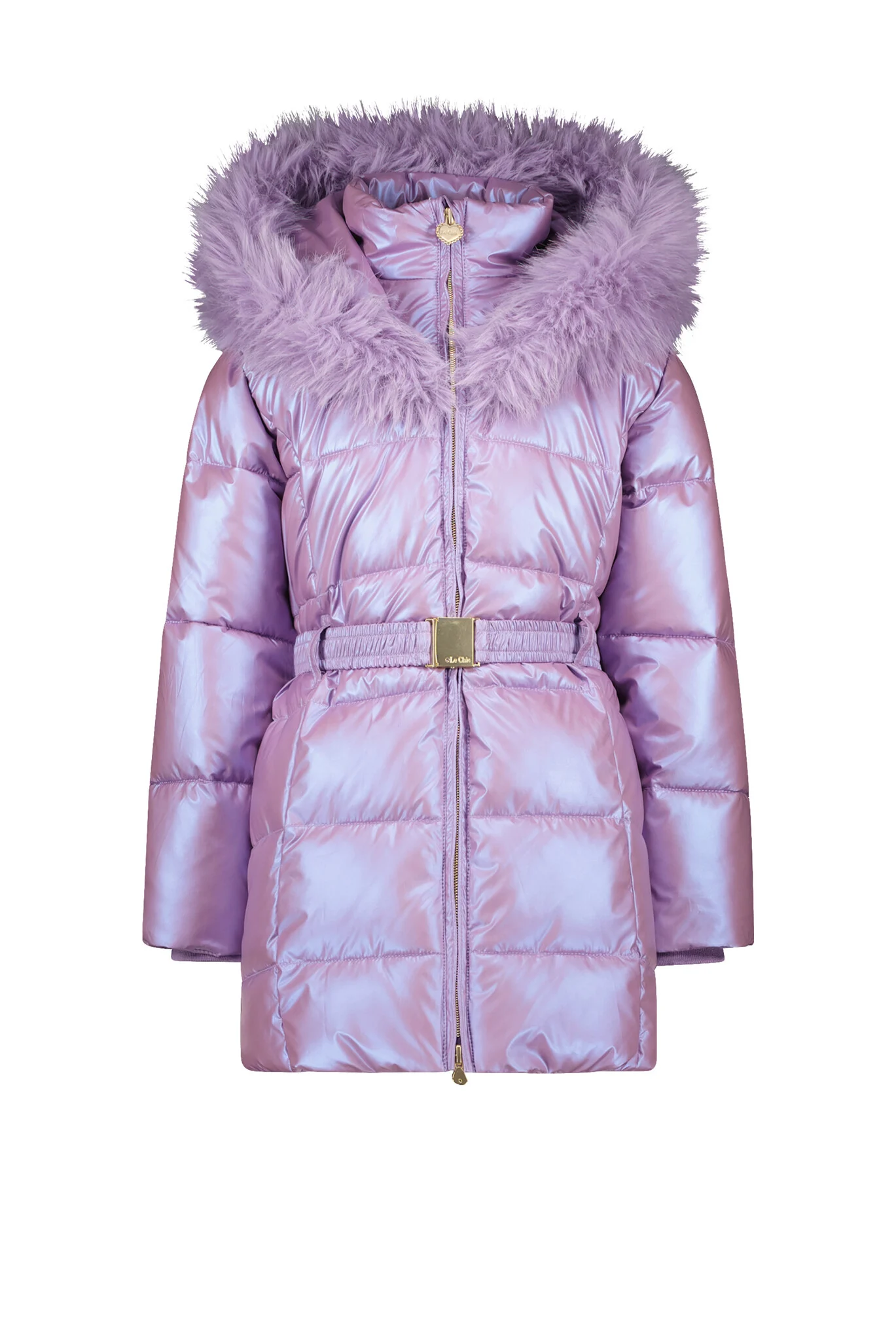 Le Chic Meisjes winterjas met capuchon en fur kraag bodette sweet plums