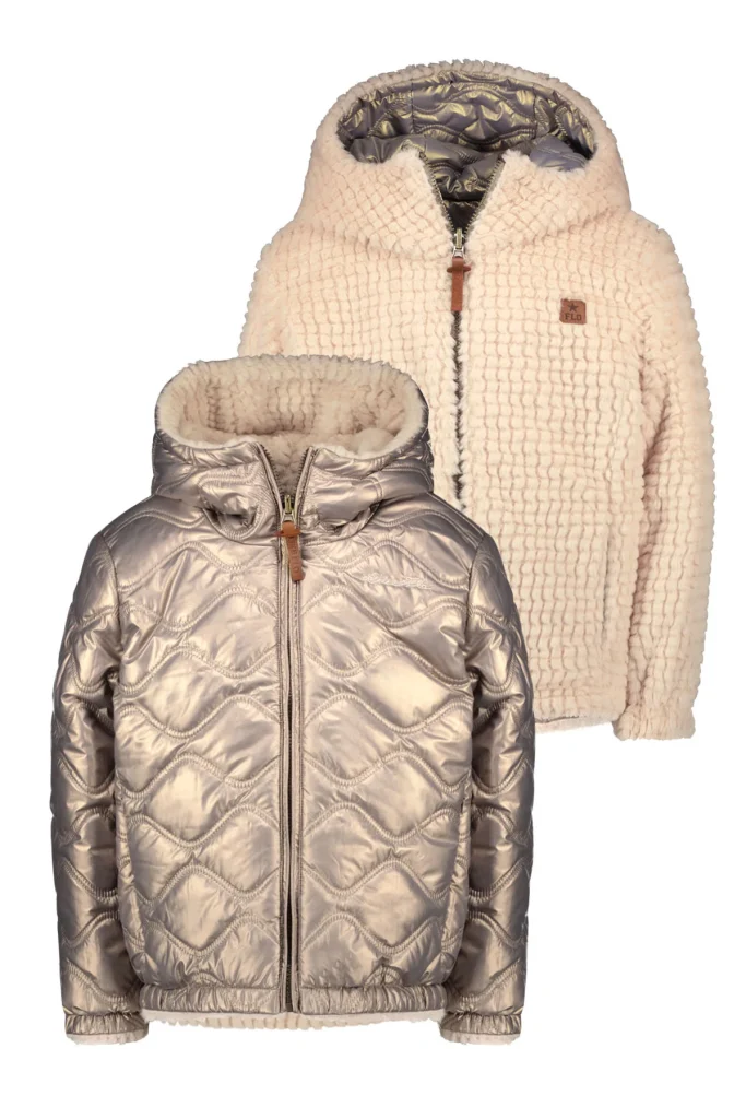 Like Flo Meisjes winterjas reversibel met capuchon aimee mud