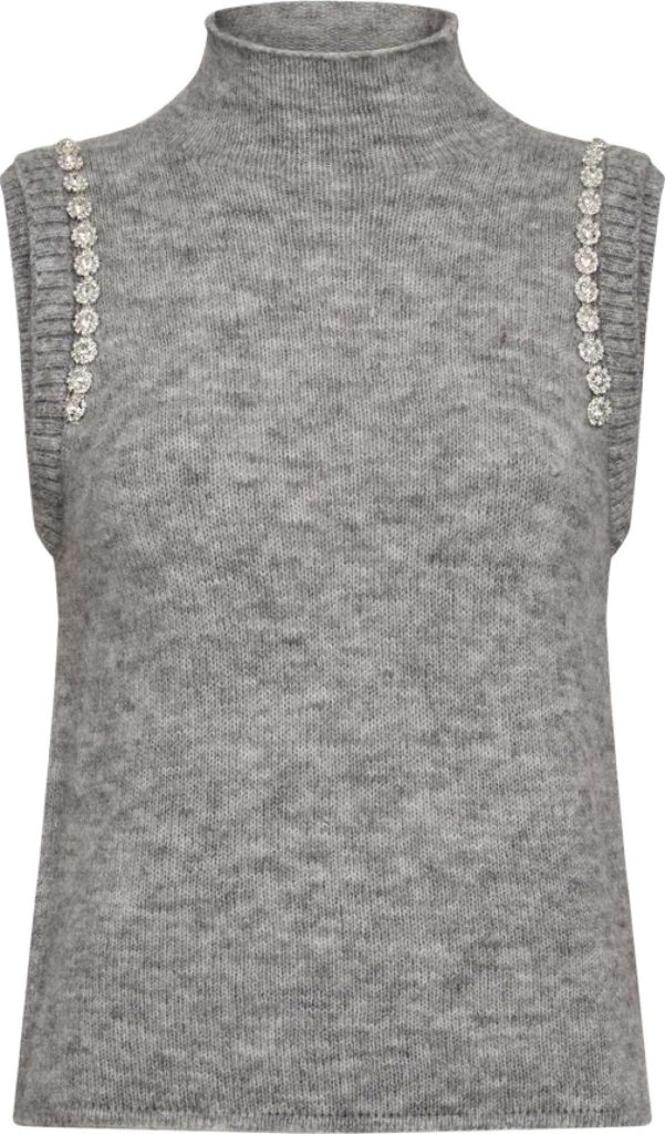 Copenhagen Muse Cmibra knitted spencer rhinestones light grey melé