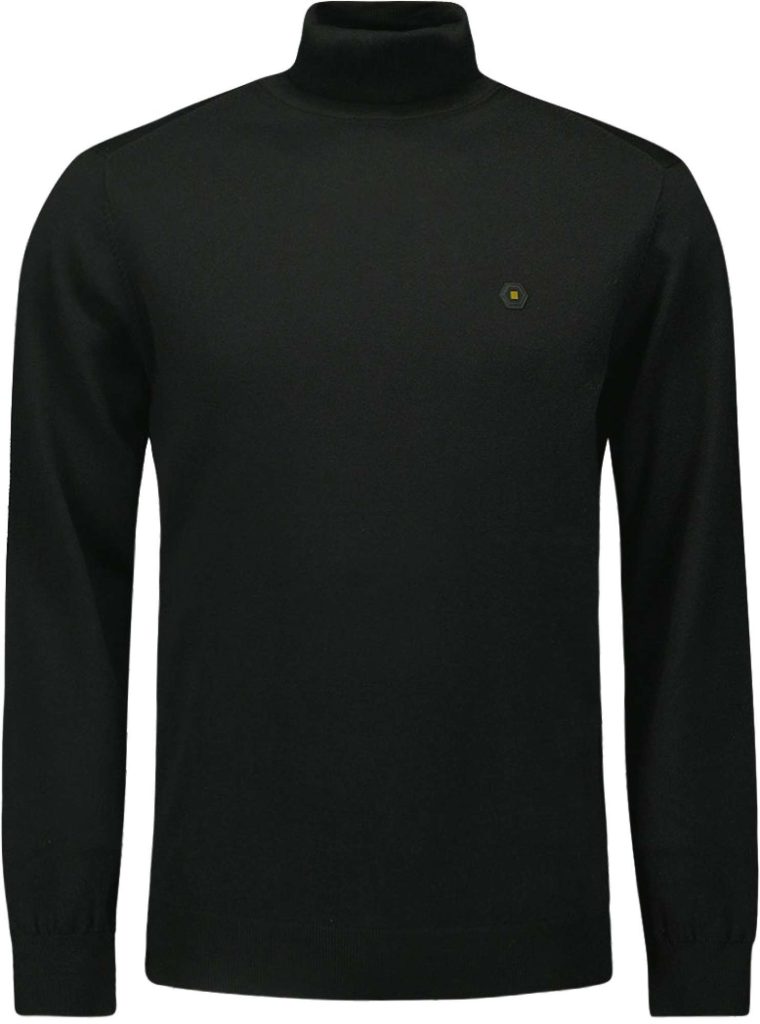 No Excess Pullover rollneck 2 coloured melang black