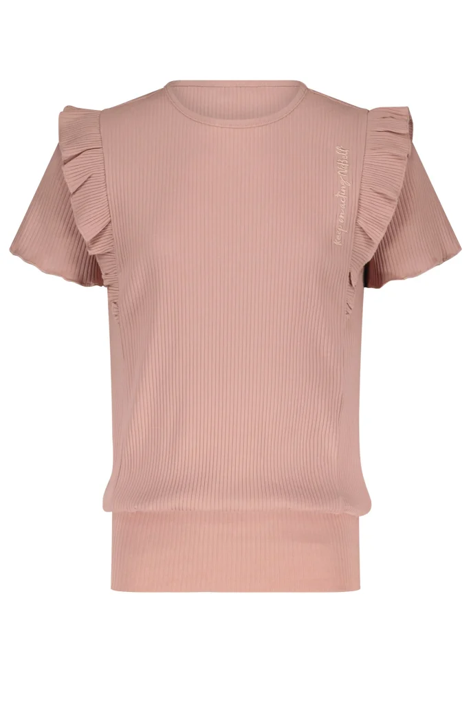 NoBell Meiden t-shirt kex met ruches op de schouder misty rose