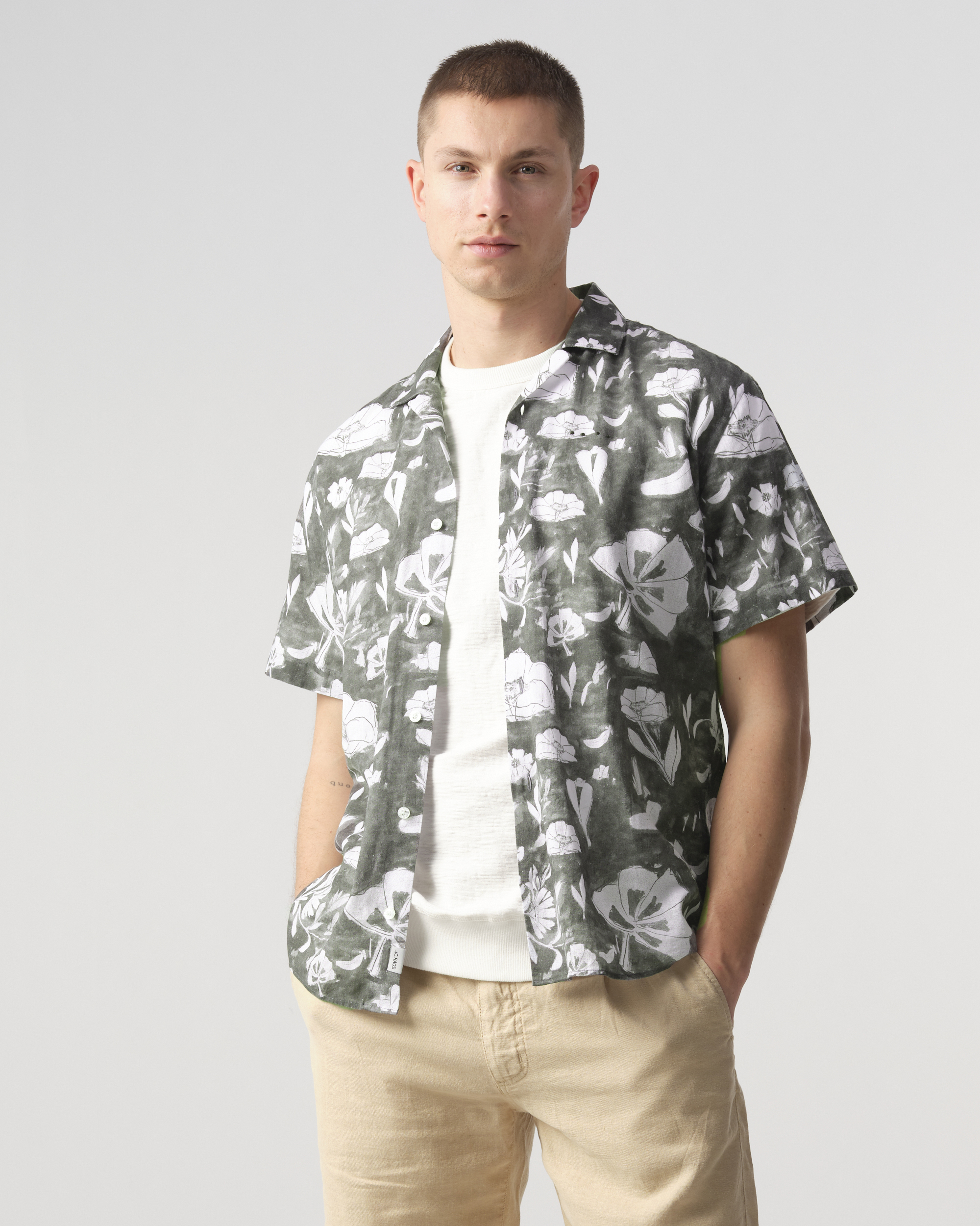 J.C. Rags Elvis floral casual overhemd met korte mouwen