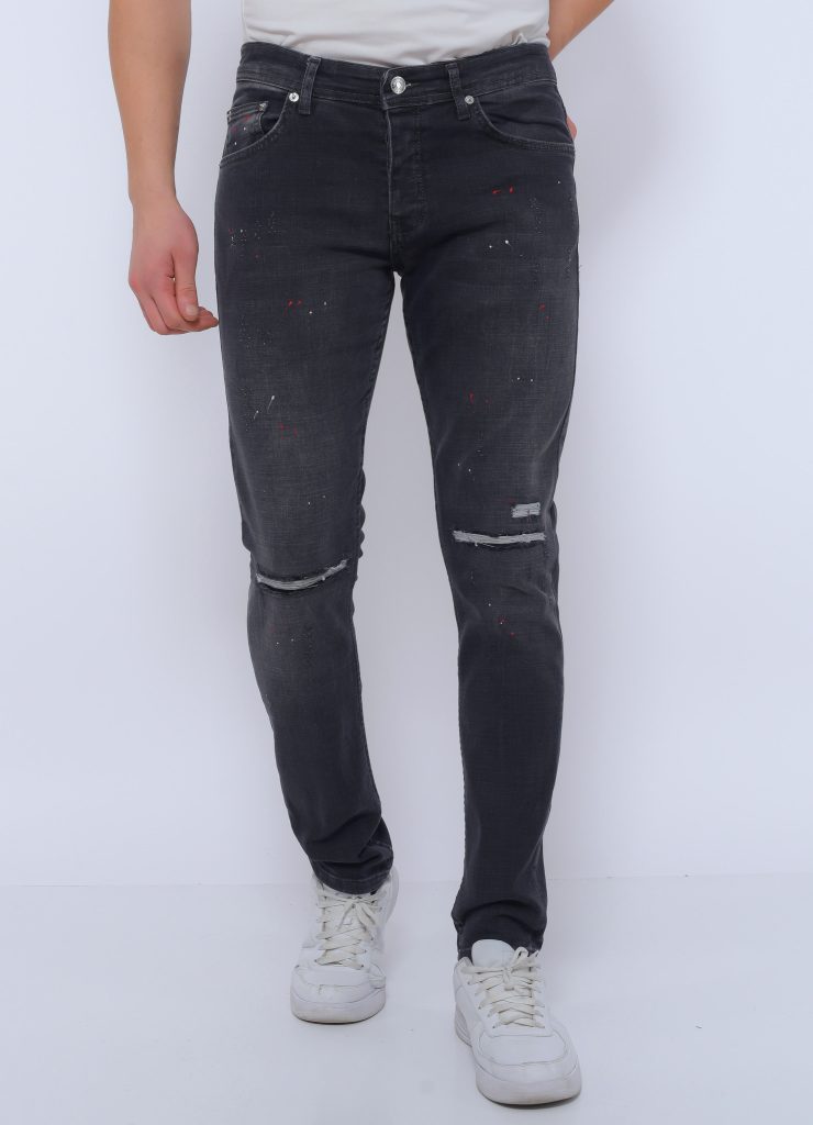 True Rise Ripped jeans met verfspatten slim fit dc