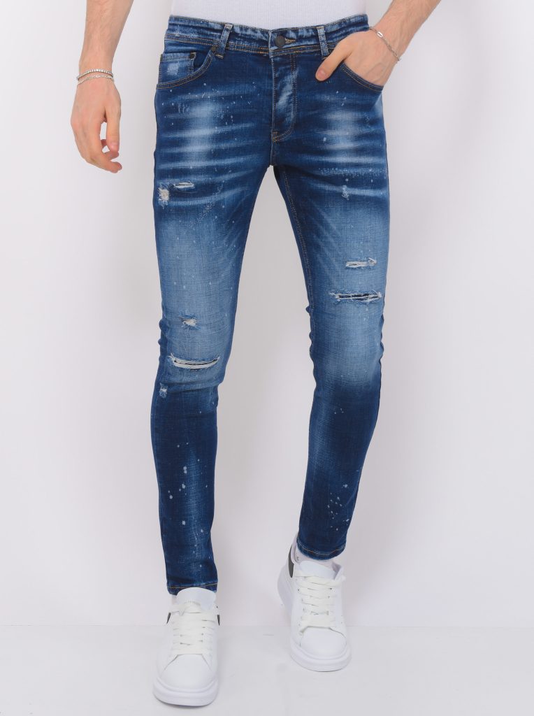 Local Fanatic Paint splatter ripped jeans slim fit