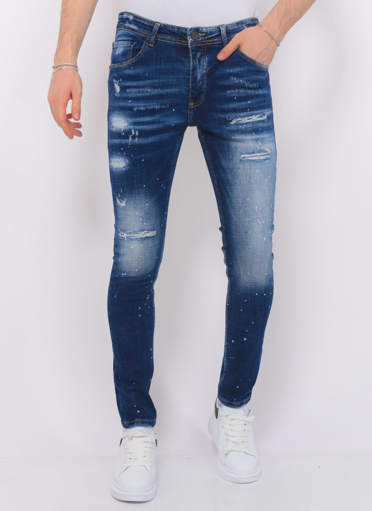 Local Fanatic Stretch denim h paint splash slim fit