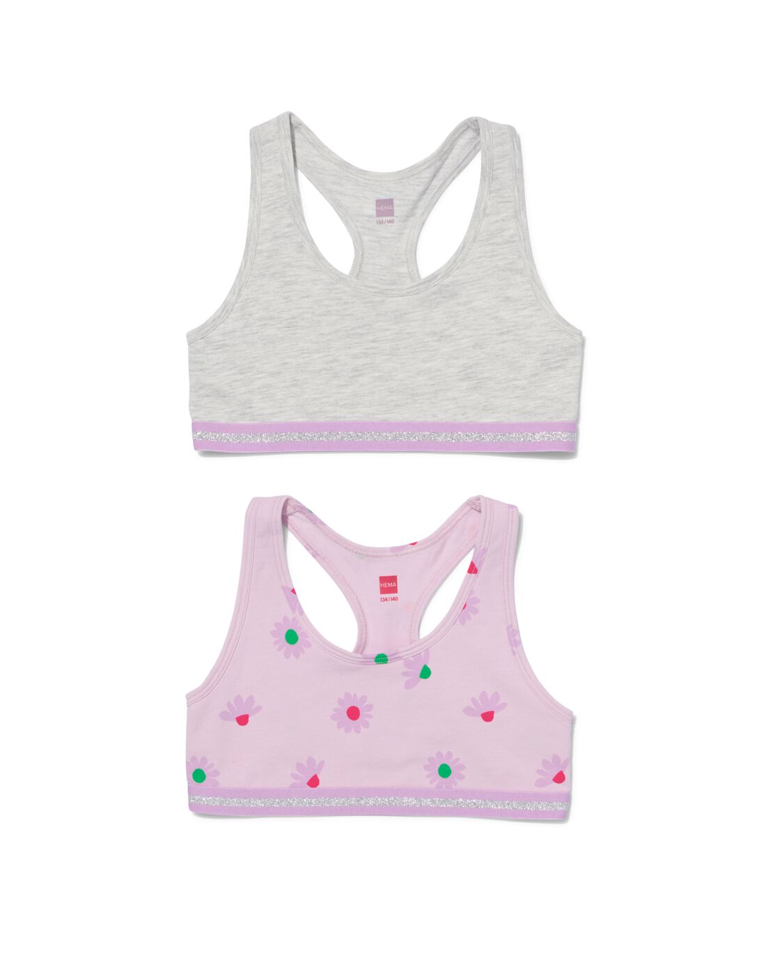 HEMA Kinder Croptops Stretch Katoen - 2 Stuks Lila (lila)