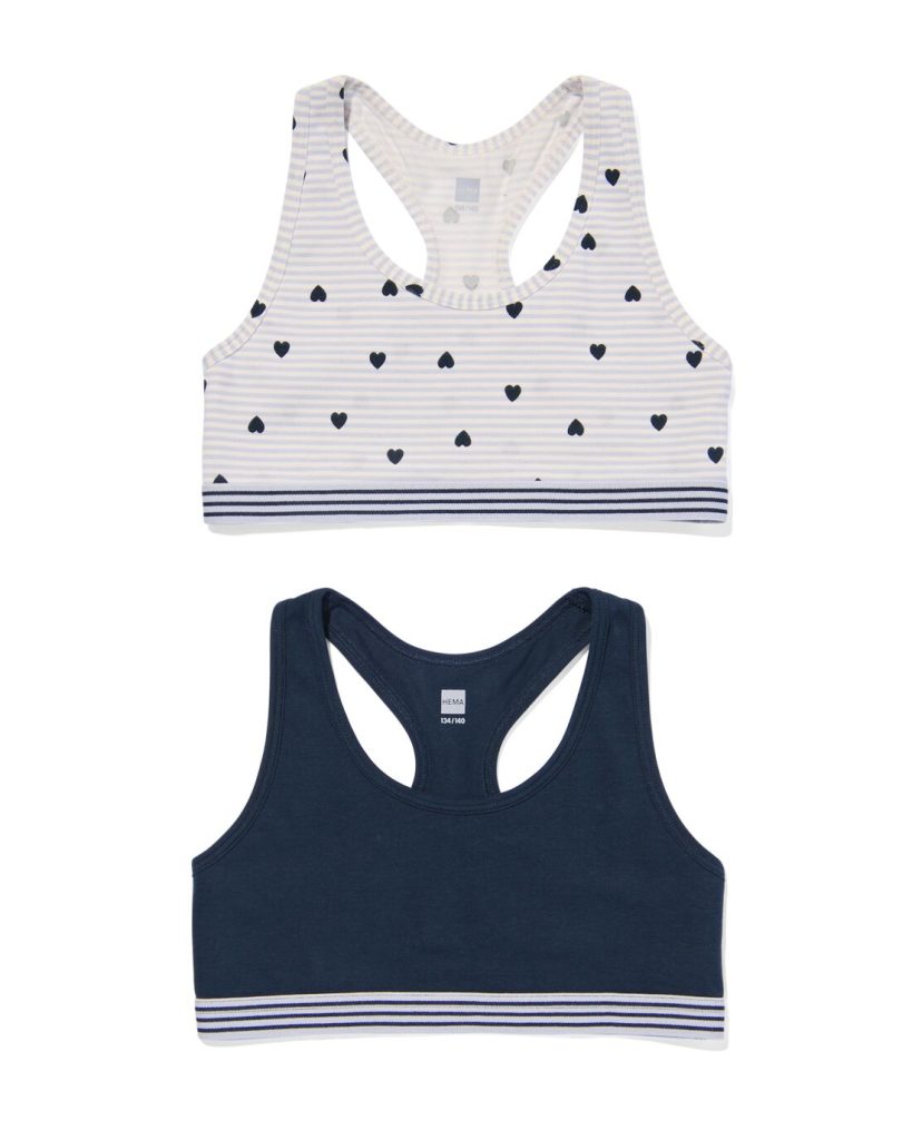 HEMA Kinder Croptops Stretch Katoen - 2 Stuks Donkerblauw (donkerblauw)