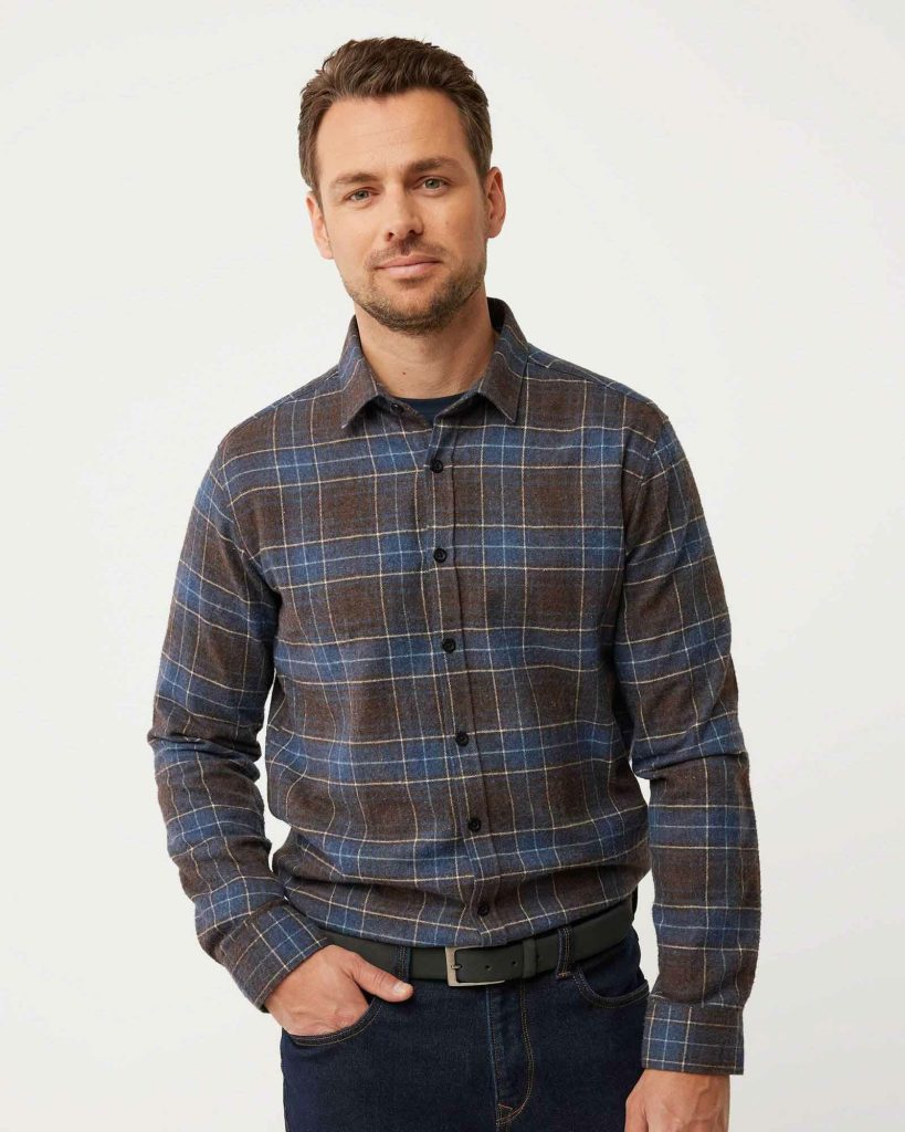 Brushed checkered  shirt Navy