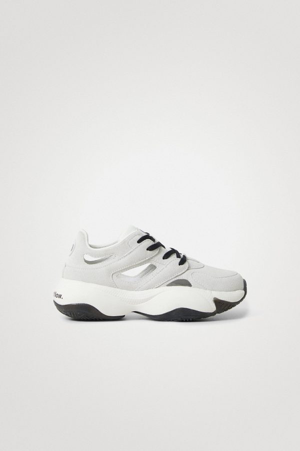 Chunky sneakers van kunstleer met tekst - WHITE - 37