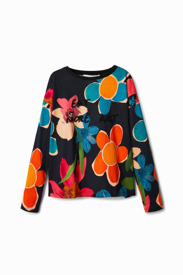 T-shirt met bloemenprint - BLACK - 5/6