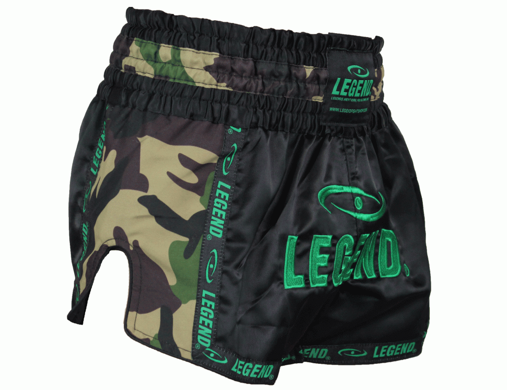 Legend Sports Kickboks broekje kids/volwassenen camo army satijn