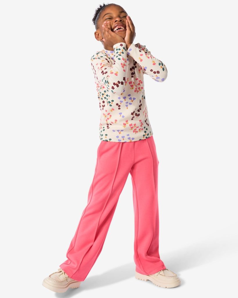 HEMA Kinderbroek Met Siernaad Roze (roze)