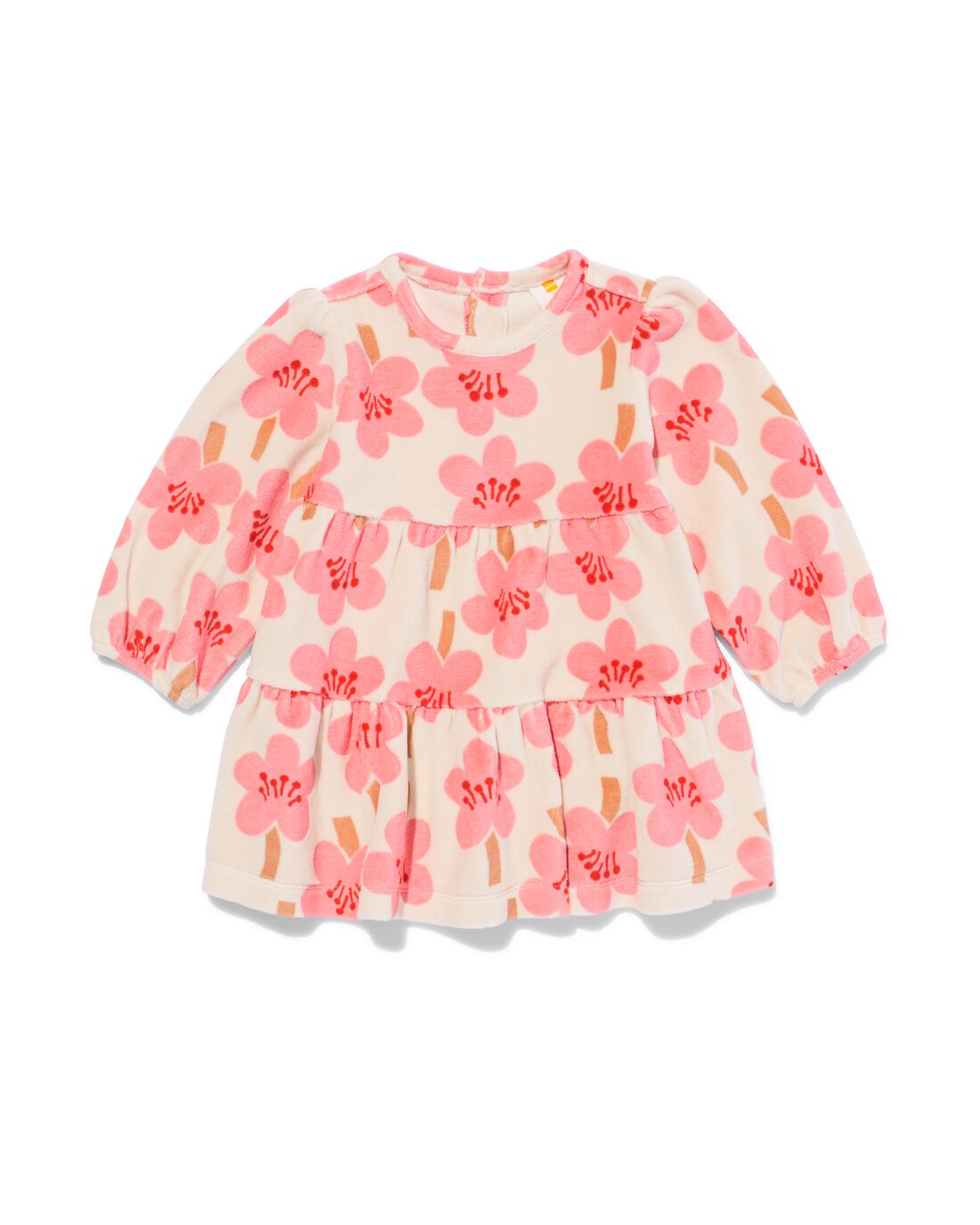 HEMA Babyjurk Velours Bloemen Ecru (ecru)