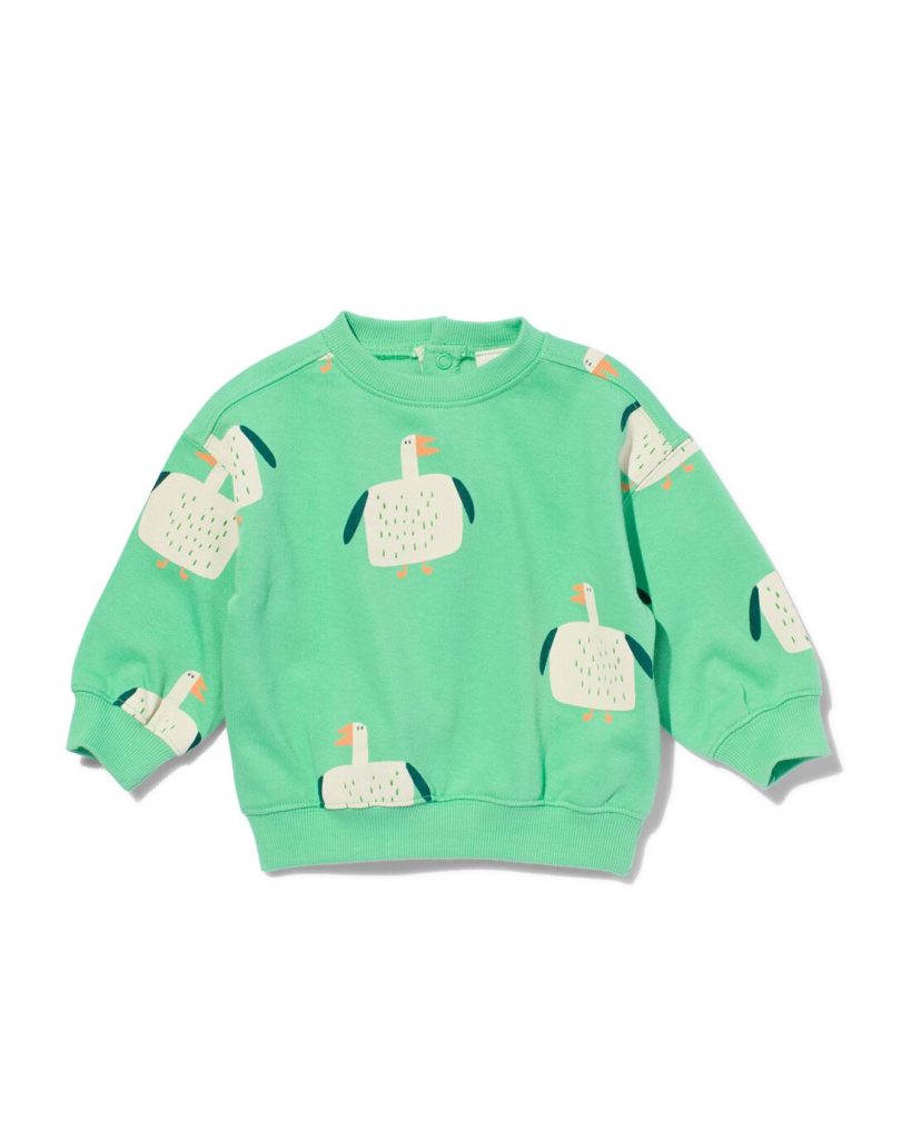 HEMA Baby Sweater Vogels Lichtgroen (lichtgroen)