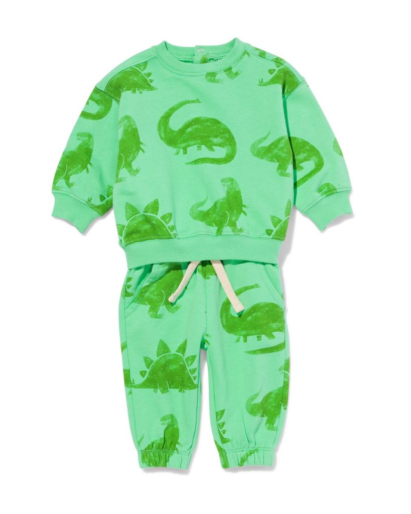 HEMA Baby Kleding Sweatset Dino&apos;s Groen (groen)