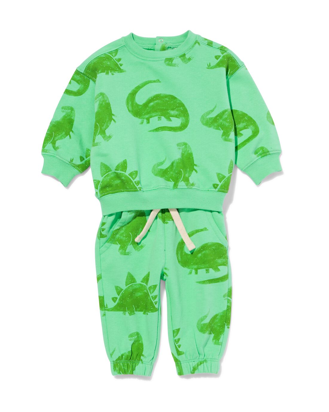 HEMA Baby Kleding Sweatset Dino&apos;s Groen (groen)