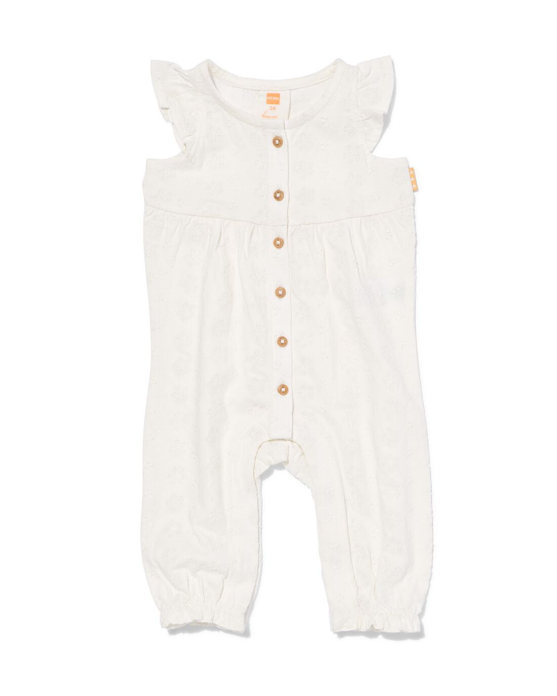 HEMA Newborn Jumpsuit Broderie Gebroken Wit (gebroken wit)