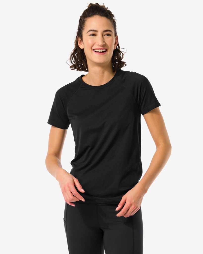 HEMA Dames Naadloos Sportshirt Zwart (zwart)