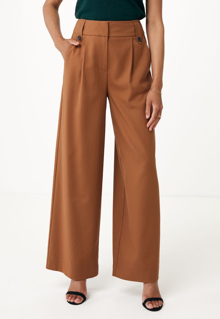 Broek met wijde pijpen Camel