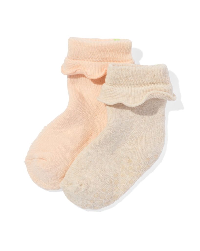 HEMA Babysokken Badstof Met Ruffle - 2 Paar Beige (beige)