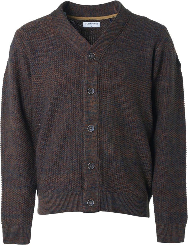 No Excess Cardigan buttons v-neck multi colou caramel