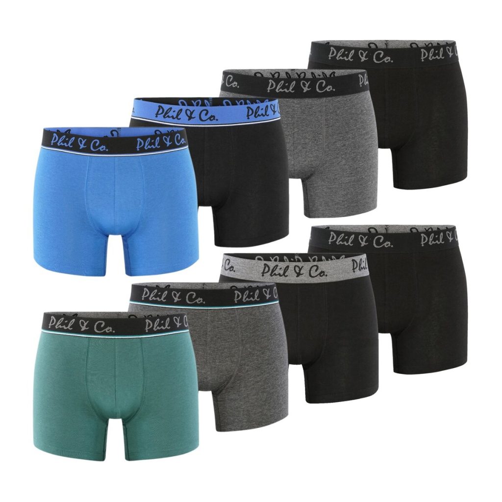 Phil & Co Boxershorts heren multipack 8-pack groen blauw zwart antraciet