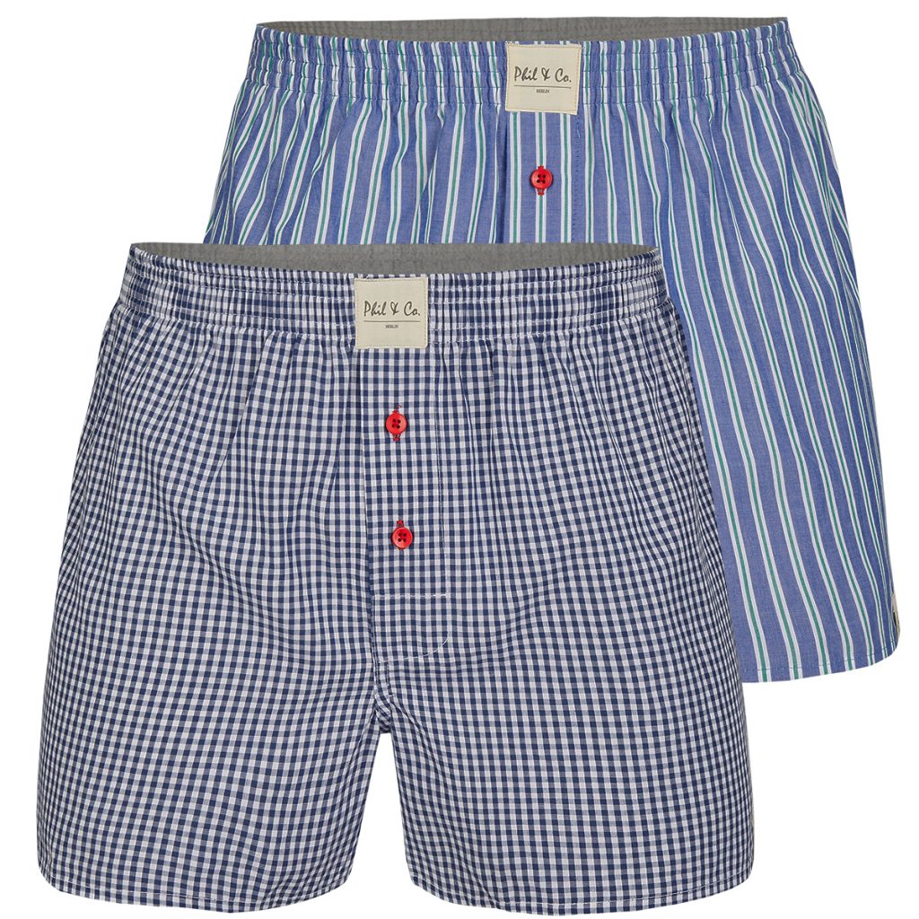 Phil & Co 2-pack wijde boxershorts heren ph-198 geblokt / gestreept