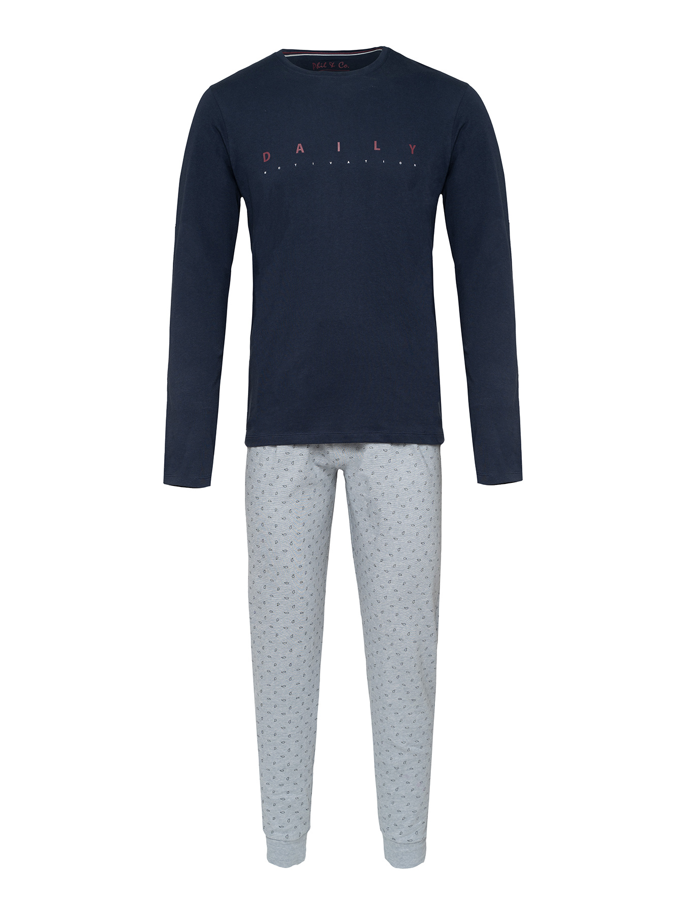 Phil & Co Lange heren winter pyjama set katoen