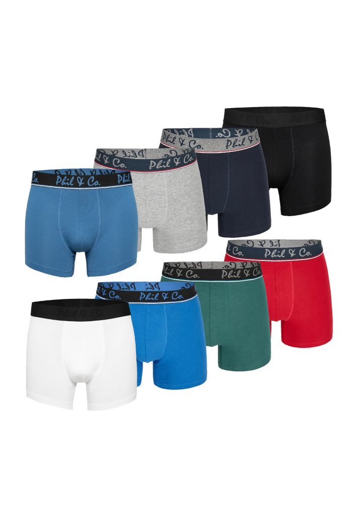 Phil & Co Boxershorts heren 8-pack multi effen kleuren