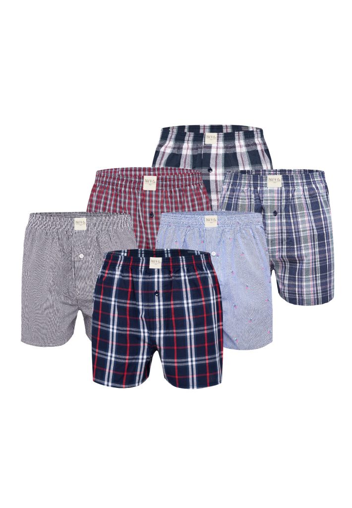 Phil & Co 6-pack wijde boxershorts heren geweven katoen pack 6-pack