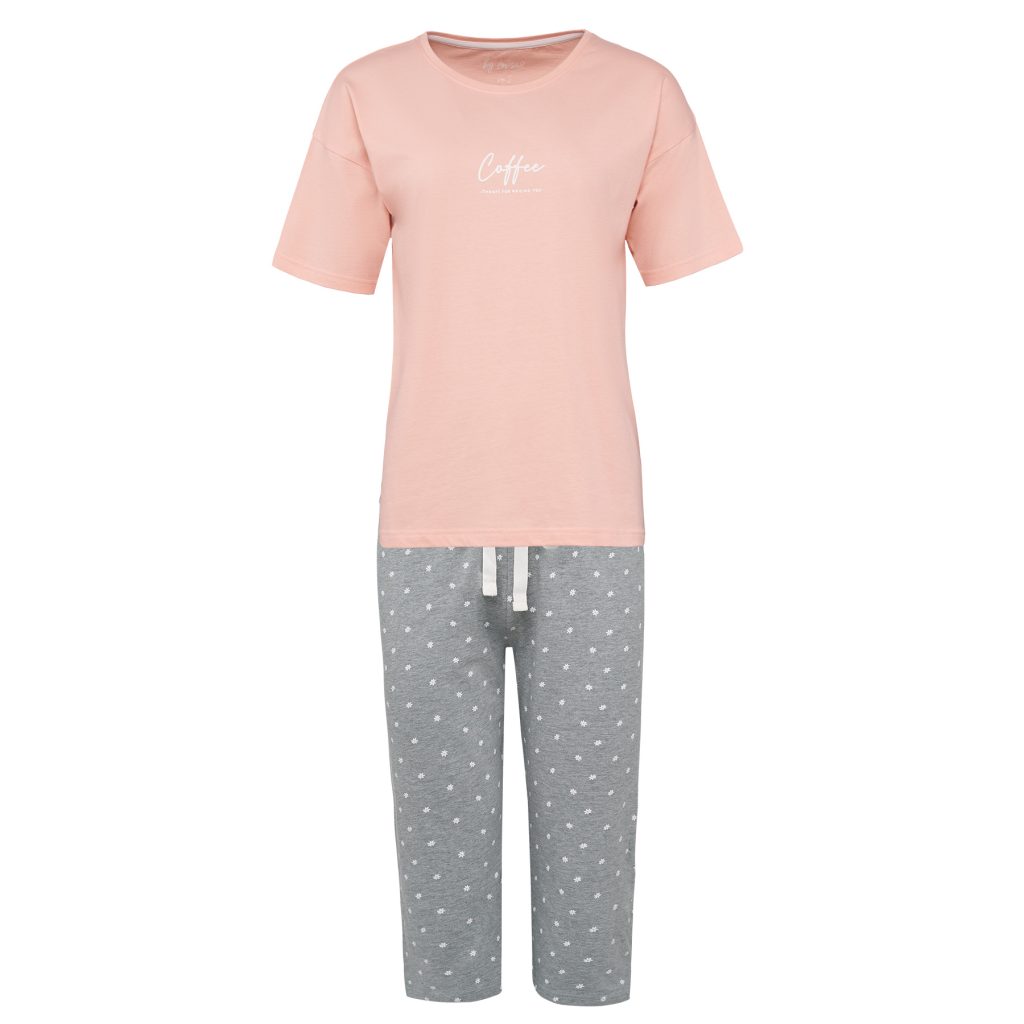 By Louise Dames capri korte pyjama set soft orange