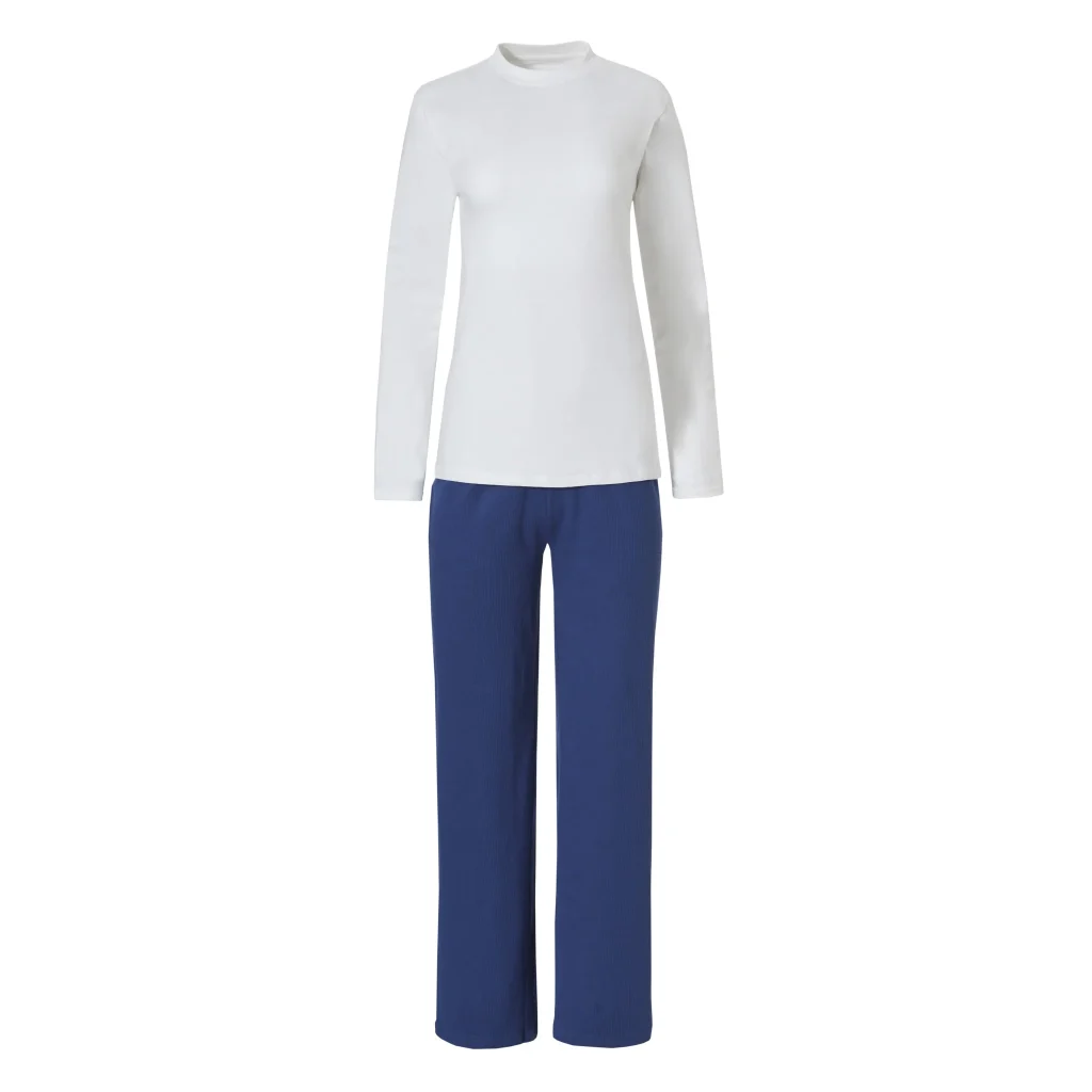 By Louise Dames pyjama set interlock lange mouw + broek / blauw