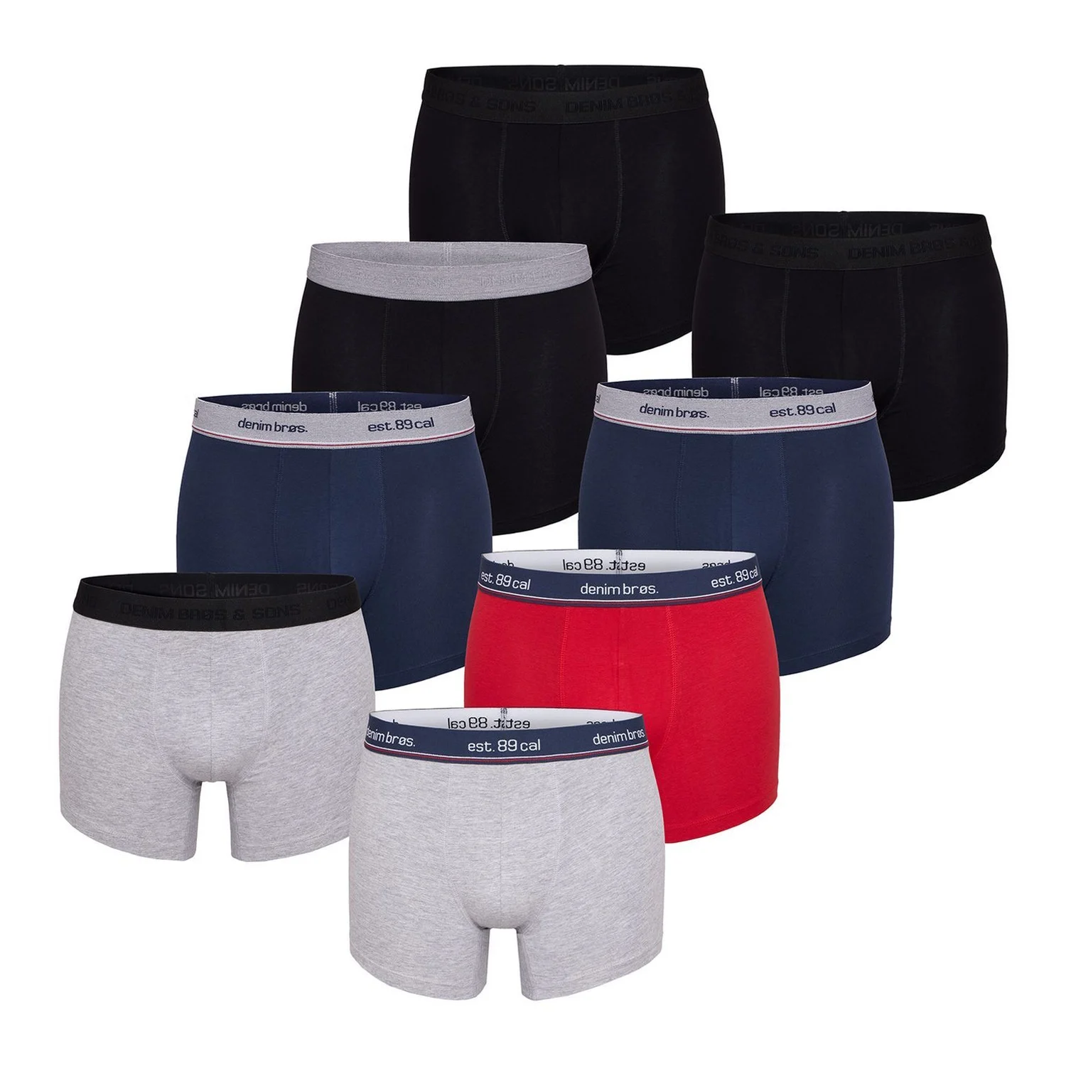 MG-1 Denim brøs. boxershorts heren 8-pack multi effen kleuren #13