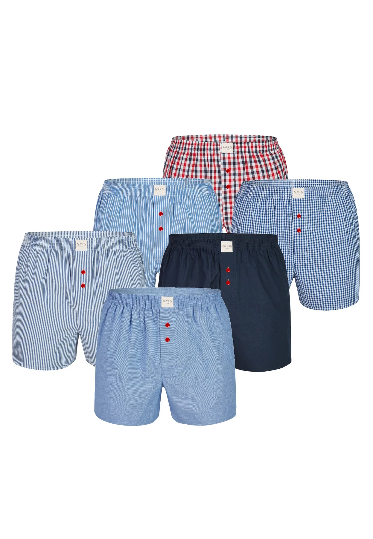 Phil & Co 6-pack wijde boxershorts heren geweven katoen classic pack 6-pack