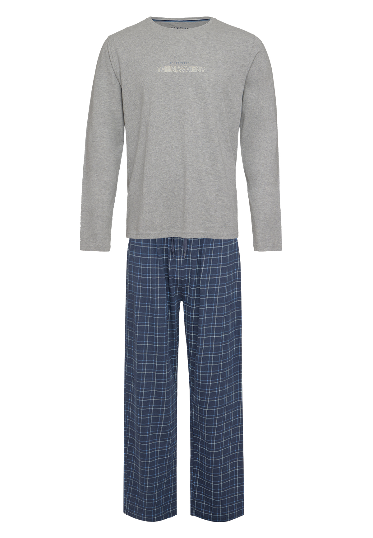 Phil & Co Lange heren winter pyjama set katoen geruit