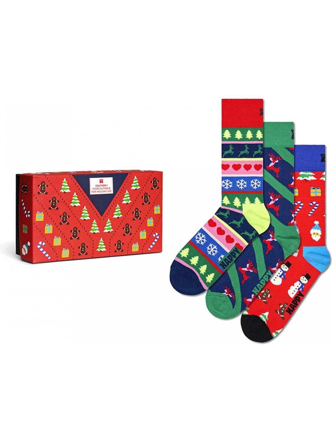 Happy Socks Giftbox 3p sokken x-mas sweater multi