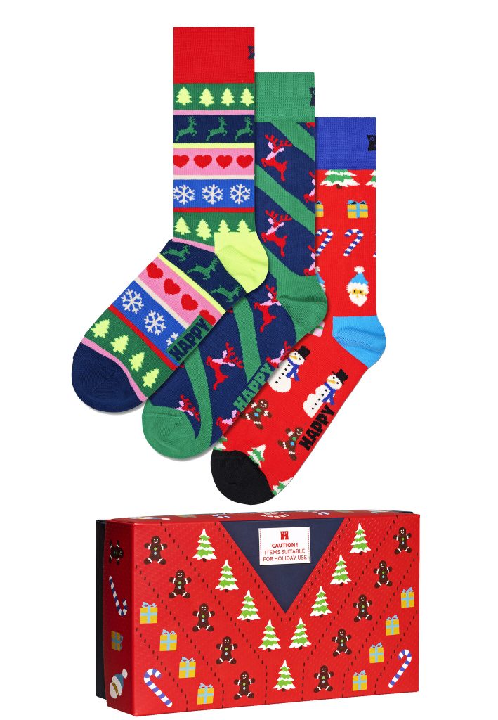 Happy Socks Dames heren sokken sweater giftbox kerstsokken 3-pack