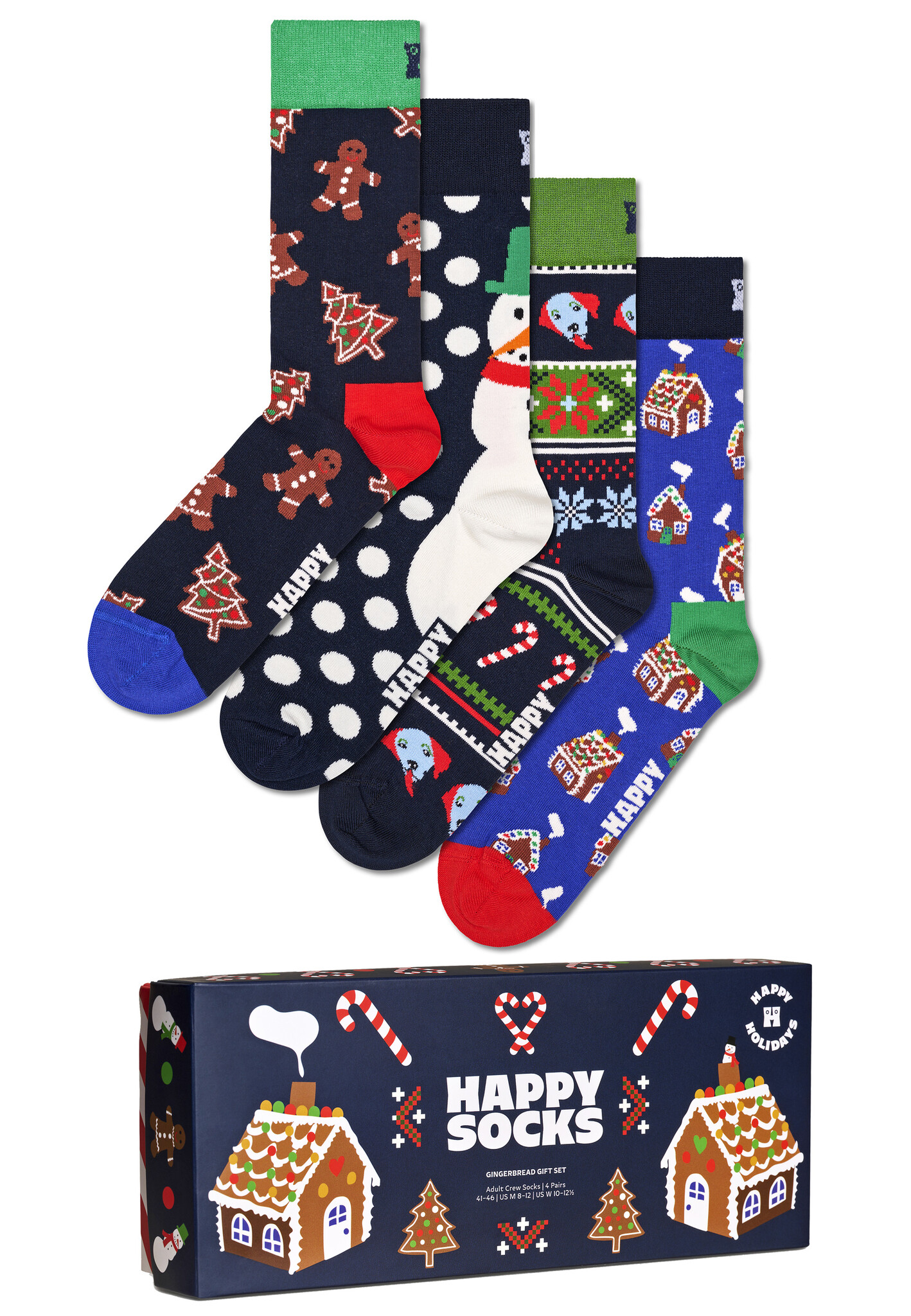 Happy Socks Dames heren sokken gingerbread giftbox kerstsokken 4-pack