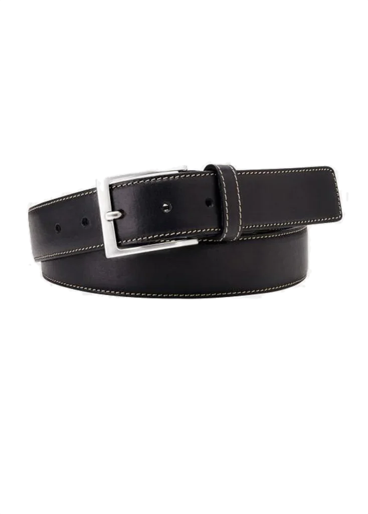 Michaelis Belt leather black contrast stiksel