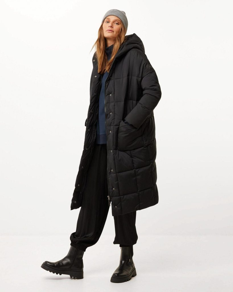 Oversized hooded padded jacket Black