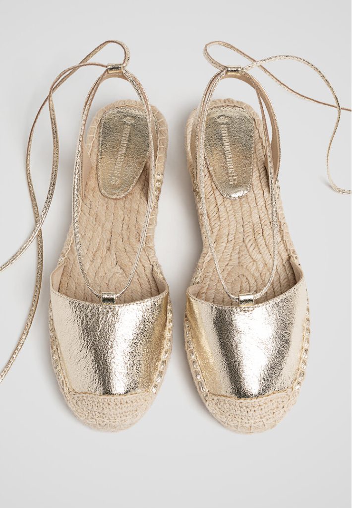 Stradivarius Metallic espadrilles met lace-up  GOUD 40