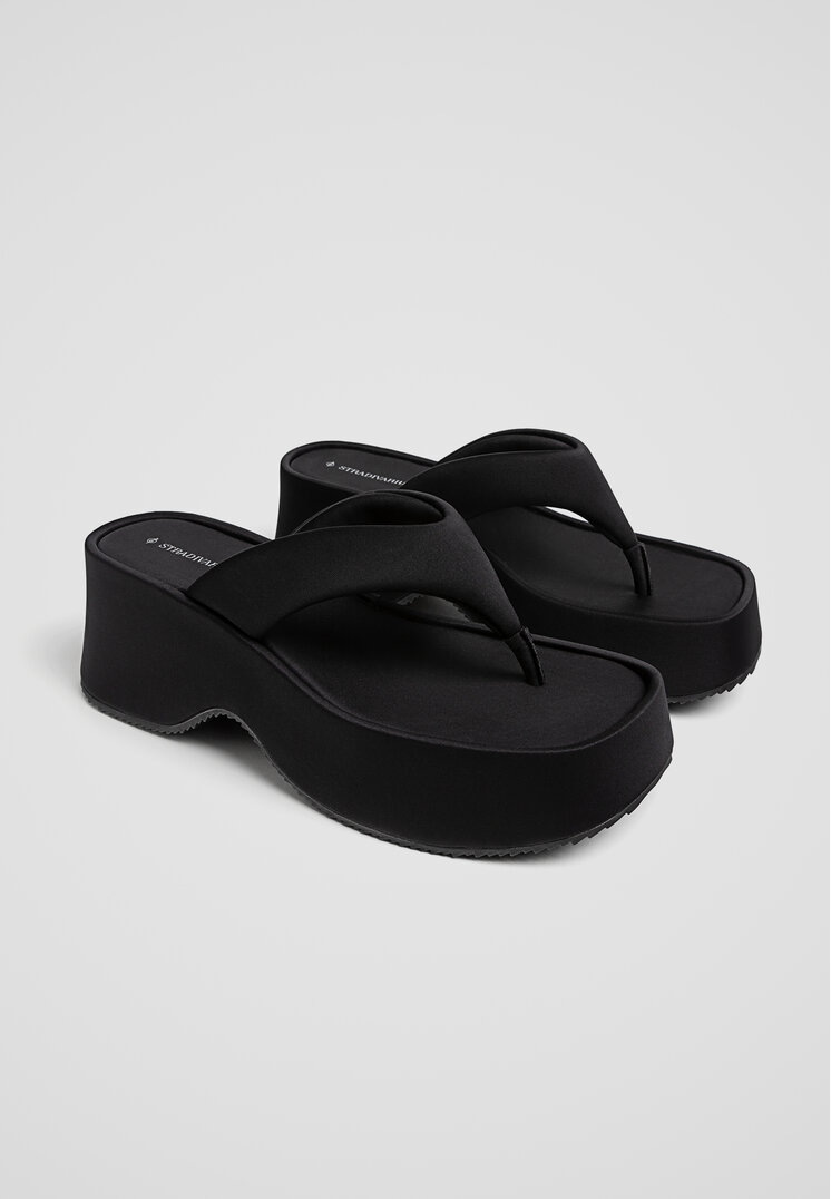 Stradivarius Platform-slipper  Zwart 41