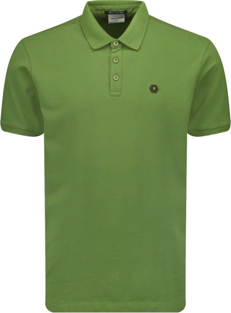 No Excess Polo korte mouw pique garment dyed green