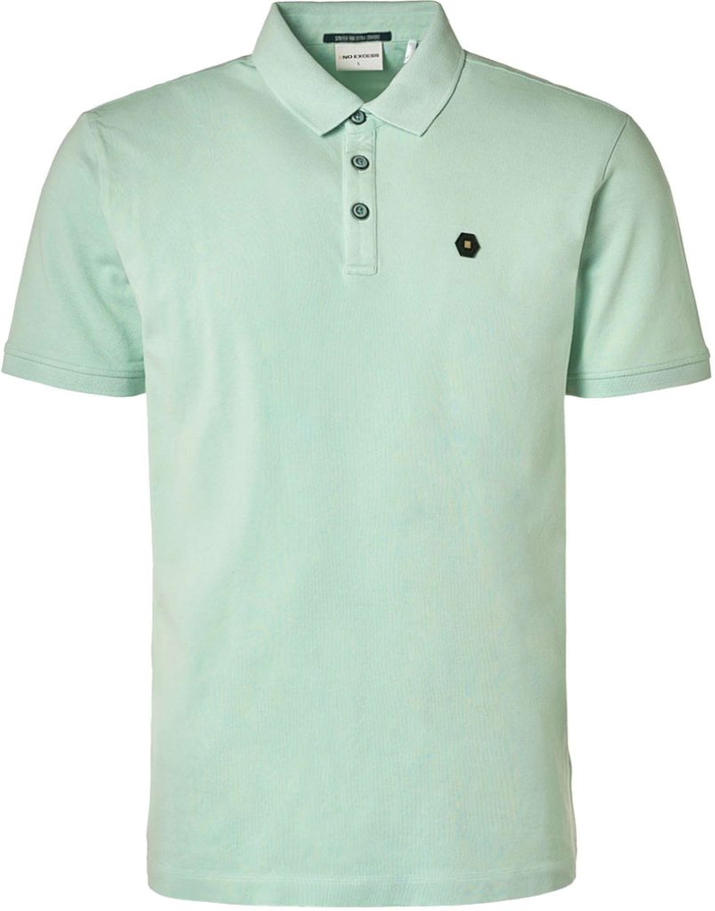 No Excess Polo korte mouw pique garment dyed mint