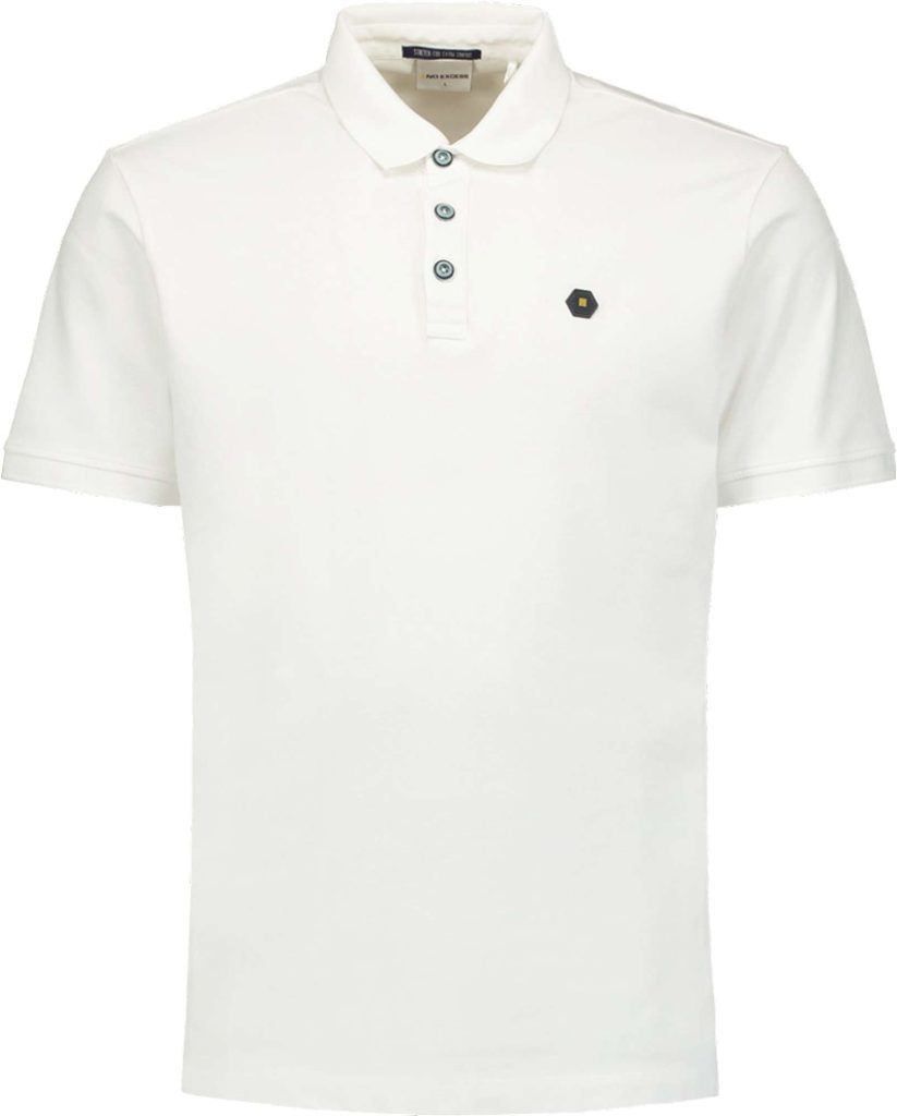 No Excess Polo korte mouw pique garment dyed white