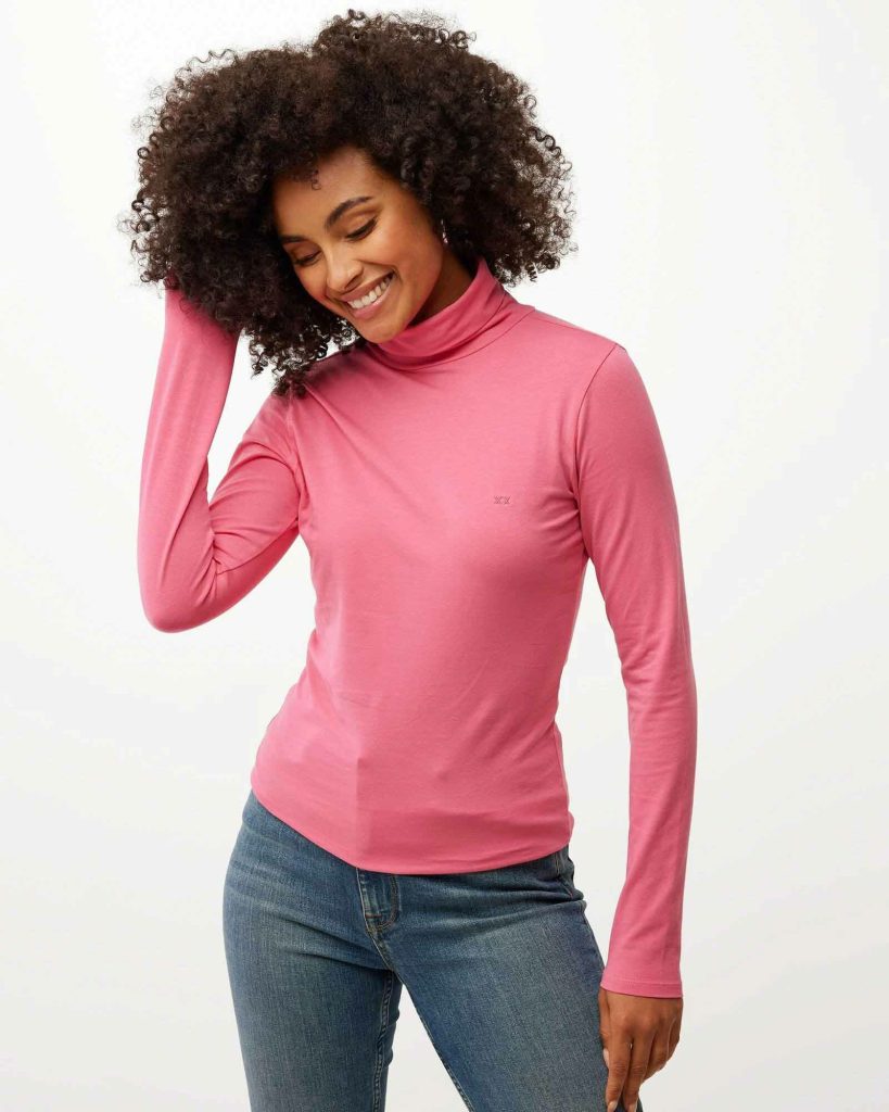 Basic long sleeve turtle neck tee Pink