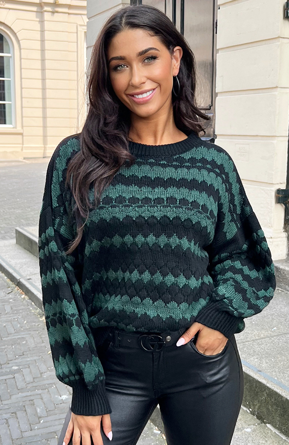 Boho Knitted Sweater Smaragd